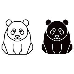 Two panda bear icons, one in black and one in white, isolated on white background