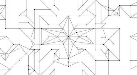 Intricate geometric pattern with interconnected lines, perfect for tech backgrounds, modern designs, and abstract presentations needing a sleek, contemporary aesthetic
