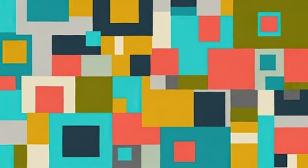 Vibrant geometric pattern with retro color palette for bold modern design projects, perfect for backgrounds, textiles, and eye-catching creative campaigns