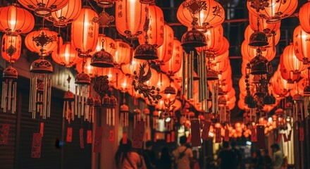 Red Chinese Lanterns Festival Night Tradition.