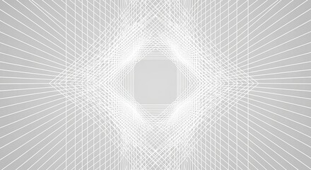 Modern geometric tunnel with stunning white lines on gray background makes a cool, clean design element for business presentations or stylish website banners