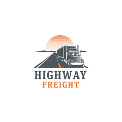 Retro Highway Freight Trucking Logo