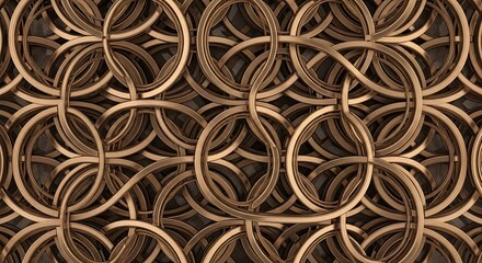 Intricate interlocking golden rings pattern for stunning backgrounds or sophisticated designs, a modern metallic texture full of depth for professional projects