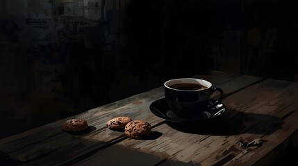 Black coffee cup on dark background
