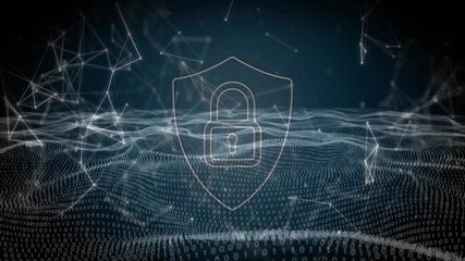 Animation of padlock icon with connections over digital data processing on dark background 4k - Powered by Adobe
