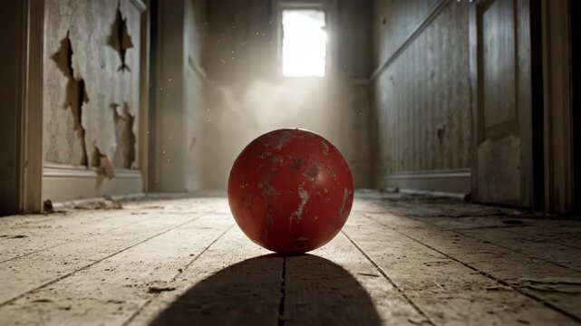 Cinematic low angle of demon crawling in abandoned hallway