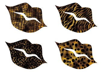 Four different animal print lips