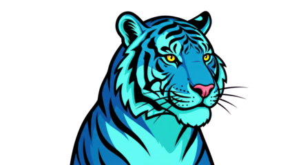 Blue Tiger Illustration Cartoon Tiger Image