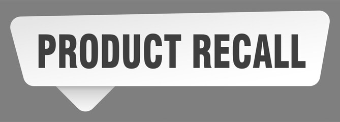 product recall sign. product recall white sticker isolated on gray background