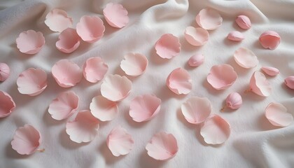 Soft blush petals scattered lightly on fabric
