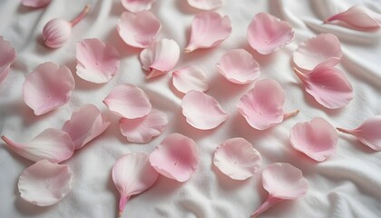Soft blush petals scattered lightly on fabric
