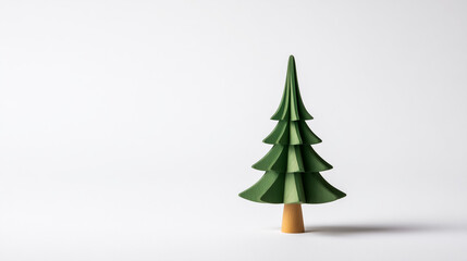 Fototapeta premium Minimal Wooden Christmas Tree with White Negative Space
