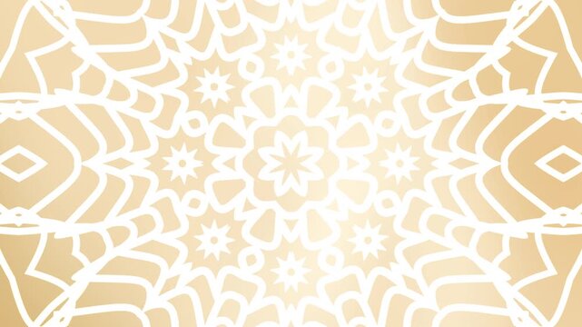 Animated gold gradient background floral geometric pattern suitable for textiles, wallpapers, and stationery designs in neutral colors like beige and white.