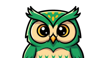 Fototapeta premium Green Cartoon Owl Illustration