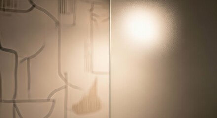 Abstract background with light and frosted glass texture featuring minimalist line art and soft illumination