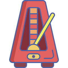 Red Metronome With Yellow Pendulum And Orange Weight Bars On Transparent Background