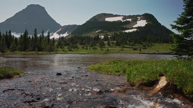 A stream and small pond near Hidden Lake, Glacier National park, MT
