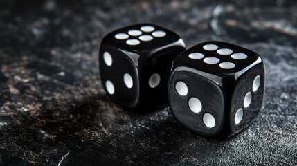 Black dice and fact or fake with April fools day concept on dark background