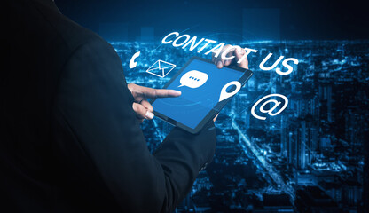 A set of communication methods for customer service. Includes contact information for phone, email, chat, and physical address for user support and inquiries. Fermion