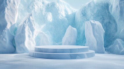 Empty ice podium winter stage 3d background