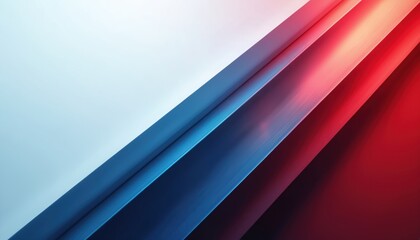 Obraz premium Abstract art background shows dynamic diagonal stripes. Blue, red gradient colors blend softly across textured surface. Light creates depth, strong visual movement. Modern design vibrant hues, clean