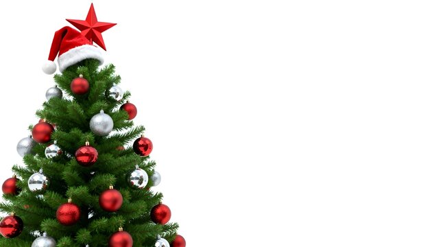 Decorated Christmas  tree with golden star isolated on white background 3d