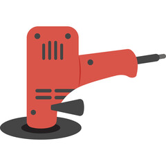 Red Orbital Sander Tool With Black Sanding Pad and Transparent Background For Construction and DIY Projects