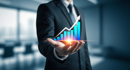Boost your business with a vibrant growth chart in hand, ready for success and financial gains in a competitive market, perfect for presentations