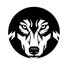 black and white illustration of a dog's head.