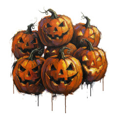 Halloween pumpkin oil painting illustration.isolated on white background.