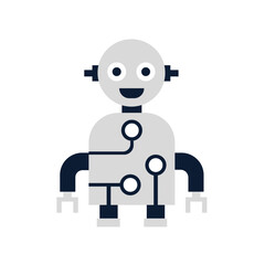 AI robot character illustration featuring modern technology, metallic details, digital elements, and cartoon styling, ideal for tech branding, apps, gaming, marketing, and innovation.