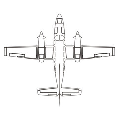 Airplane top view outline