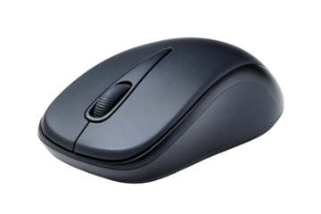 Simple dark gray computer mouse with scroll wheel