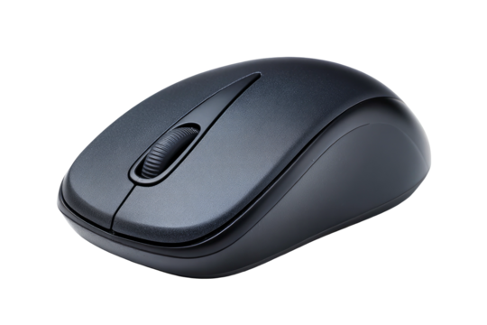 Simple dark gray computer mouse with scroll wheel