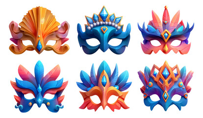 Obraz premium Elegant Retro 3D Masquerade Masks Collection for Costume and Artistic Design