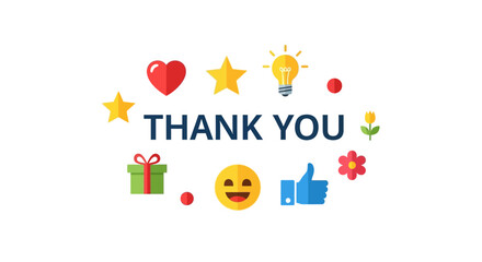 Thank You with Decorative Elements and Icons for Appreciation and Gratitude