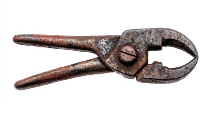 Rusty pliers,  isolated on white background.  Showing signs of age and use