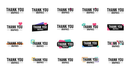 Collection of Thank You Graphics and Design Elements for Appreciation and Gratitude Messages