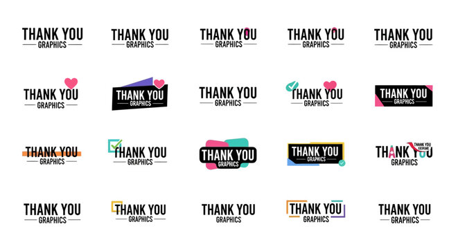 Collection of Thank You Graphics and Design Elements for Appreciation and Gratitude Messages