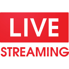 Red Rectangle With White Text LIVE STREAMING Bold White Text Below In Red Rectangle Over Transparent Background
