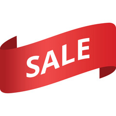 Red Ribbon Banner With The Word Sale In White Text On A Transparent Background