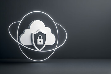 Secure cloud computing protection with shield icon