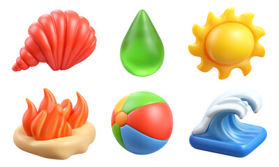 Obraz premium Colorful Summer Charms in 3D Soft Plastic for Holiday Illustrations