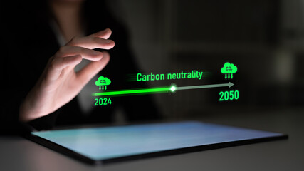 Carbon neutrality timeline illustrates carbon, neutrality, and reduction targets from 2024 to 2050 to support global sustainability and green initiatives Latch