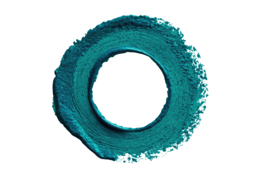 Teal circular smudge on black; texture apparent