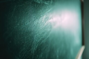 Close Up View of a Dusty Green Chalkboard with Light Reflections and Sparkles
