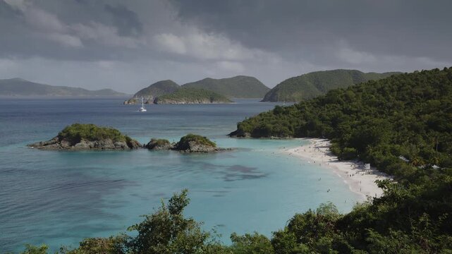 A timelapse of dramatic clouds passing over Trunk Bay, St. John&rsquo;s, USVI in the mid afternoon