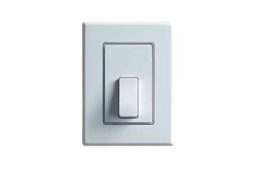 White rocker light switch centered on black background