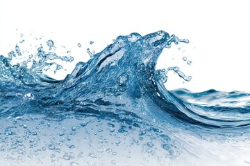 Dynamic Wave Formation in Vibrant Blue Water Against White Background