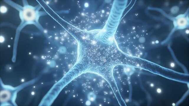 Dynamic neural network animation depicting brain activity and neurological connections in motion